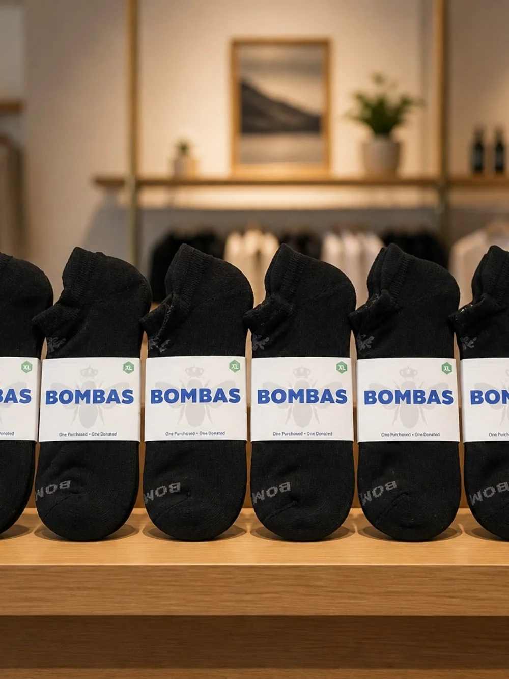 BOMBAS Men's Black Lot of 8 Pairs Low Ankle Socks Size XL Arch Support